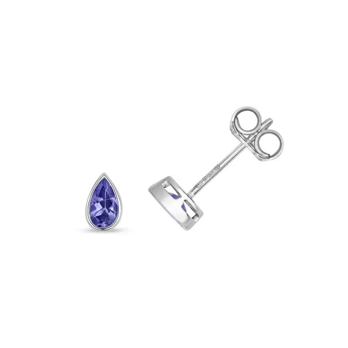 Tanzanite Pear Rubover Studs